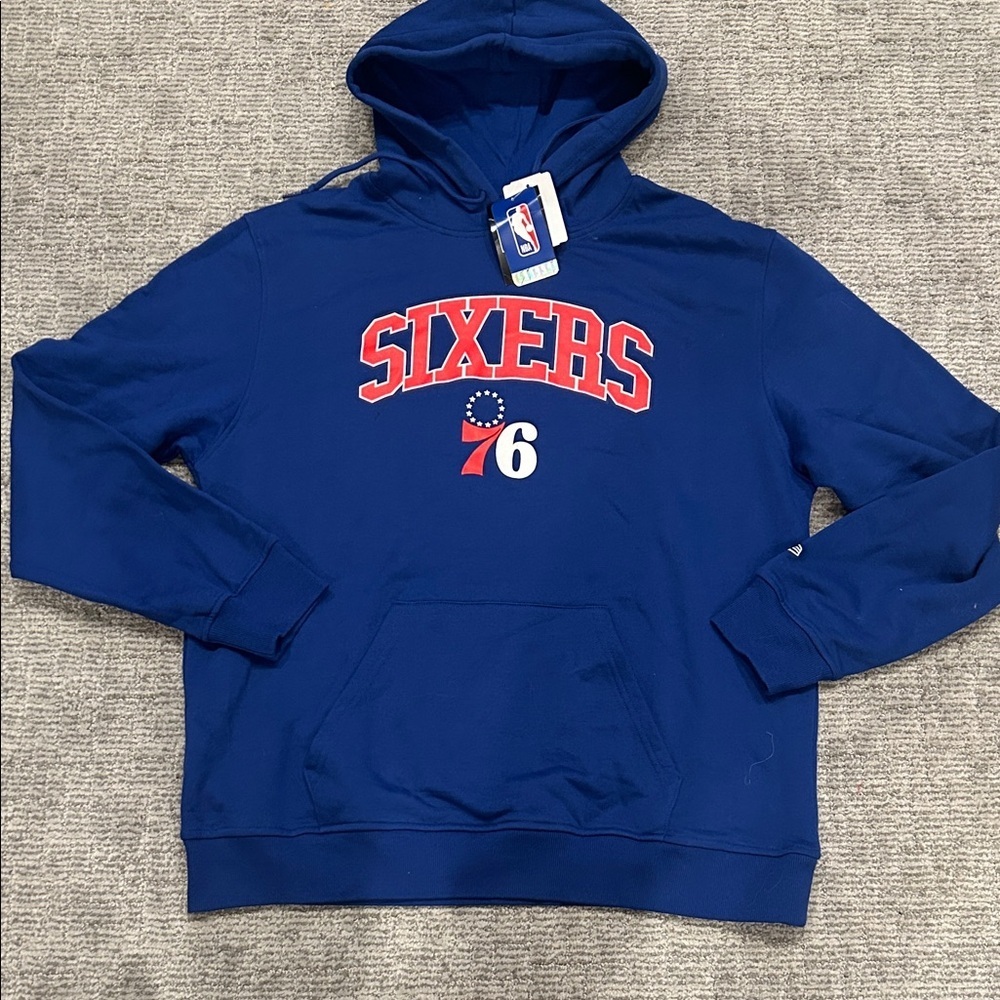 NBA Sixers Royal Blue Pullover Hoodie with Red Logo XL